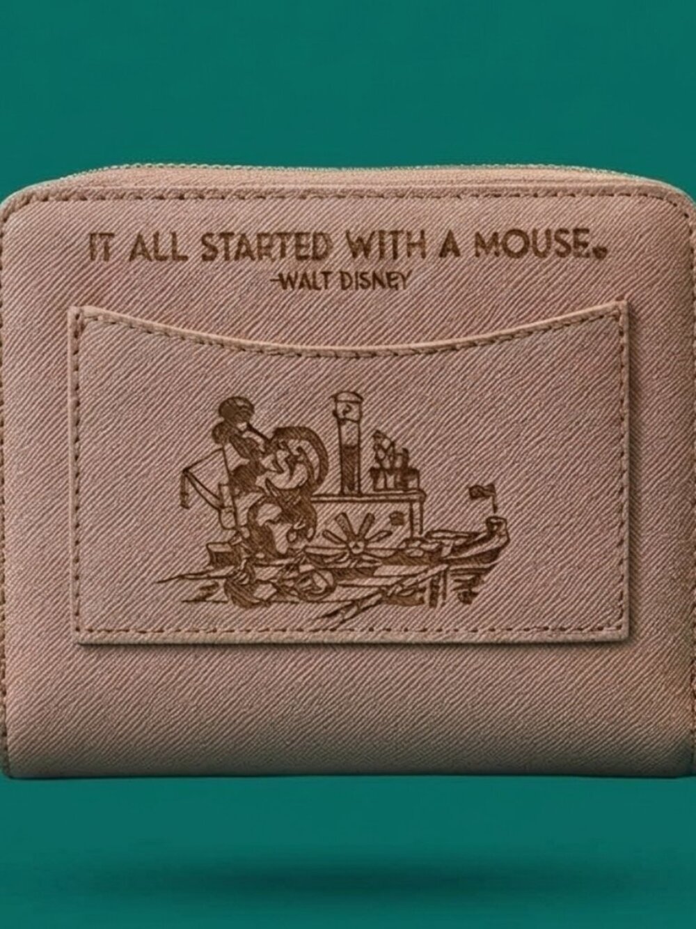 KATE SPADE x DISNEY Mickey Mouse Steamboat Willie Compact Zip Wallet RARE